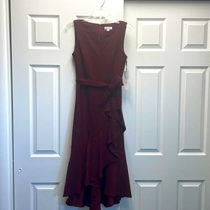 Maroon Calvin Klein dress with ruffle hem
